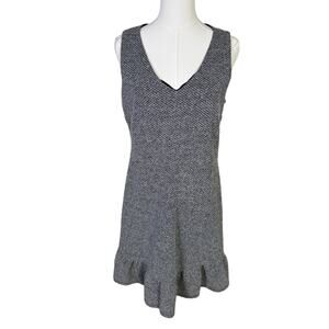 Loft Tweed Ruffle V Neck Sleeveless Knee Length Dress US Womens 10
